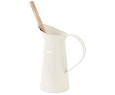 Gelco Pot à balai, Métal et Bois, Ivoire, 20,5 x 12,5 x 36 cm