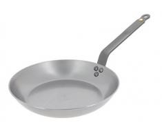 De Buyer 5610.26 Mineral B Element Poêle Ronde Revêtue de Cire dAbeille - Tôle dAcier Blanche - Diamètre 26 cm