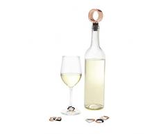 UMBRA Geo charms. Marque verres et bouchon de bouteille Geo en coffret. Métal cuivré dimension bouchon 5x10x1.3cm.