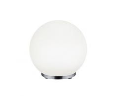 Reality, Lampe de table, George incl. 1 x LED,SMD,5,5 Watt,3000K,430 Lm. Plastique, Blanc, Corps: metal, Chrome Ã:20,0cm, H:19,9cm IP20,Commande à distance,Variateur intégré