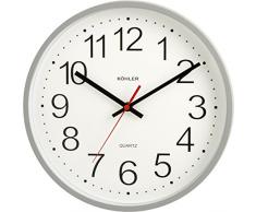 H&H Horloge Murale Ronde en Plastique-Gris-30 cm