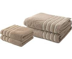 Lot de 2 Serviettes de Toilette 50x100 cm + 2 Draps de Bain 100x150 cm 100% Coton - 550 GR/m2