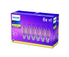 Philips LED classique Bougie à filament Blanc chaud ampoule, E14, 4 W