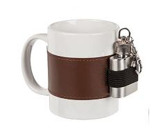 OOTB 78/8122 Mug Blanc, Extra Shot, avec Flasque en MÃ©tal, CÃ©ramique, WeiÃ, 14,5 x 8 x 9,5 cm