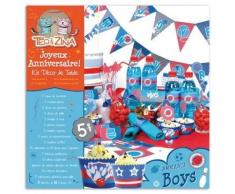 Téo & Zina PAK04A Kit de Déco de Table Pirate Papier Bleu/Rouge 25,5 x 25,5 x 4 cm