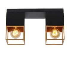 Lucide 21120/02/30 Plafonnier, Métal, E27, 80 W, Noir, Or