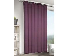 HomeMaison Rideau Uni en Etamine Imitation Lin, Polyester, Lilas, 245x140 cm