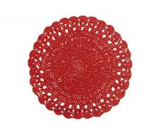 Villa dEste Home Tivoli Napperon Rond de Table au Crochet, Raphia, Rouge, 38 x 38 cm