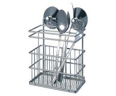 MSV 110270 Porte Couverts avec ventouses en Acier chromé/PVC/Plastique, Polypropylène, Argent, 16,5x15x10,5 cm