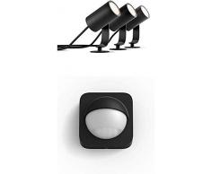 Philips Hue White & Color Ambiance LILY Kit 3 Spots 8 W - Anthracite + Détecteur de mouvement Extérieur Noir