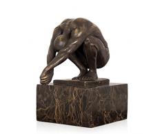 Arte Dal Mondo EP719M Tourment Statue Sculpture Moderne en Bronze avec Base en marbre, 17,5 x 14 x 8 cm