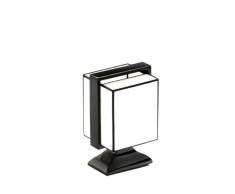 ZaoZam ZZT 25 Logos Petite Lampe Pied Laqué Noir + Abat-Jour Tissu Blanc 18 x 15 x 28 cm