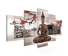 Tableau decoration murale Bouddha Feng Shui 200 x 100 cm - XXL Impression sur Toile Salon Appartment 5 Parties - prêt à accrocher - 503251c