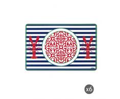 Excelsa Boston Lot de 6 Sets de Table Rouge/Bleu 43 x 28,5 cm