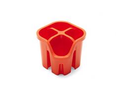 Addis Ãgouttoir à Couverts ustensile Caddy avec 4 Compartiments, Orange Flamme, 14 x 14 x 13 cm
