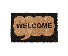 Relaxdays Mini Paillasson enfants avec motifs WELCOME tapis entrée pour les petits fibres de coco tapis de sol chambre enfant tapis antidérapant caoutchouc 1,5 x 40 x 25 cm, motif welcome