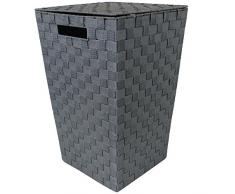 JVL Panier à Linge avec poignées Gris