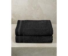De Witte Lietaer Contessa Lot de 2 draps de Douche, Coton, Noir, 70x140 cm