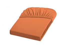 Fleuresse 9100-5215 Drap de lit en satin de coton mako Orange, Satin, orange, 200 cm x 200 cm
