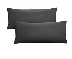 biberna 0077144Â de taies doreiller en Jersey 100% Coton avec Fermeture Ãclair, Lot de 2, 40Â X 80Â cm Noir 27Â x 18Â x 3Â cm