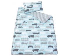 Kas Kids Vroom Vroom 100% Coton imprimé Linge de lit 200cm X 200cm & 2 X taie doreiller Double