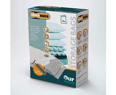 OurHouse Spacesaver Ensemble de Sacs de Rangement sous Vide avec Double Fermeture éclair, Valve Anti-Fuite et Plastique Extra Durable, Pompe à Main Incluse, Claire, 10 Pieces (40 x 60 cm)