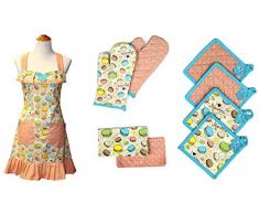 Pacific Coast Textiles Standard Set Tablier, Coton, Macarons, Lot de 16