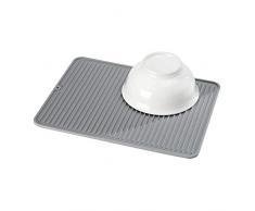 iDesign tapis Ã©gouttoir, grand Ã©gouttoir Ã vaisselle en silicone, tapis Ã©gouttoir vaisselle rainurÃ© pour sÃ©chage des couverts et assiettes, gris