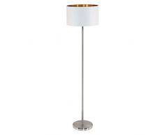 EGLO Pasteri Plafonnier Ã 1 ampoule En acier et en tissu CouleurÂ : Nickel mat, blanc, cuivre, douilleÂ : E27, ÃÂ : 38Â cm, Acier Textile, Nickel mat/blanc/cuivre, 38 x 38 x 151 cm, E27