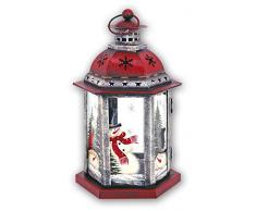 Zep S.r.l KH670 Lanterne en mÃ©tal Design NoÃ«l - Bonhomme de Neige, Rouge/Blanc/Vert