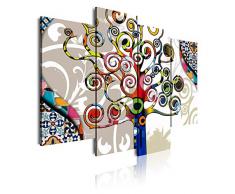 Dekoarte 483 - Tableau moderne sur toile montÃ© sur cadre en bois 4 piÃ¨ces, style abstrait arbre de la vie, 120x90cm