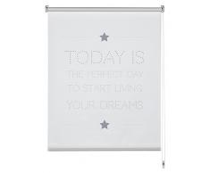 EASYFIX Store Enrouleur - Motto Today - Polyester - Blanc 45 x 150 cm (LxH)