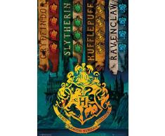 GB Eye Ltd Maison de Harry Potter, Drapeaux, Maxi Poster, 61Â x 91.5Â cm, Bois, diffÃ©rents, 65Â x 3.5Â x 3.5Â cm