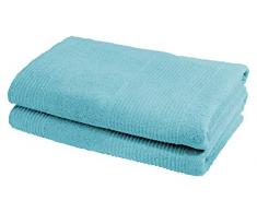 Fleuresse 2828 FB. 8 Lot de 2 Serviettes de Bain Ã©ponge Bleu Lagon 70 x 140 cm