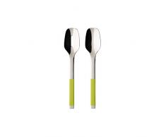 Villeroy & Boch S+ Kiwi Couverts à salade, 2 pièces, Inox, Manche recouvert de silicone vert