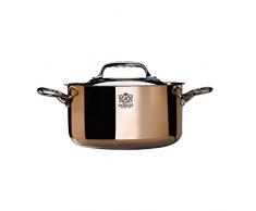De Buyer 6242.24 Prima Matera Faitout Cuivre/Inox Induction - 2 Anses Fonte dInox - avec Couvercle - Diamètre 24 cm