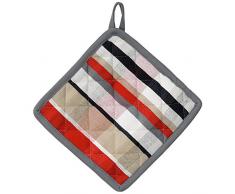 kela Manique Tabea avec Motif carrÃ© 20x20cm en Coton, Blanc/Rouge/Taupe, 20x20x2 cm