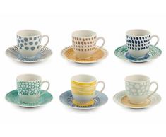 Villa dEste Home Tivoli marée Set de Tasses à Café, Porcelaine, Multicolore, 6 unités