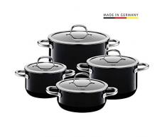 Silit 2109297178 Set de 4 Batteries de Cuisine, Ãmail, Noir, 24 cm