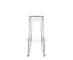 Kartell 4899/B4 Tabouret Charles Ghost, Hauteur 75 cm, Cristal, 2 Pièces