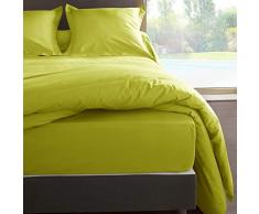 Vent Du Sud Drap Housse Uni en Coton Percale, Anis, 200x160 cm