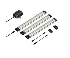 Parlat LED luminaire sous Meuble SIRIS, Plat, par 30cm, 220lm, Blanche-Chaude, Lot de 3