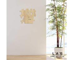 L:A : S Laser Art Style Horloge Murale Design Moderne pour Cuisine, Salon, sÃ©jour W-393, Bois, Naturel, 65 x 60 cm