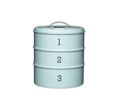 Kitchen Craft LN3TCTBLU Living Nostalgia Boîte à Gâteaux, Acier, Bleu Clair, 32 x 32 x 22 cm