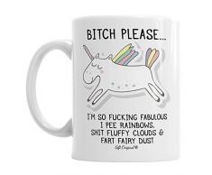 Gift Original Bitch Please Im So Fabulous Licorne Mug en céramique Fantaisie Bureau Anniversaire Cadeau de Noël Café Tasse de thé Present
