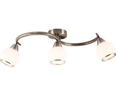 Plafonnier cuivre antique, opale avec anneau, LxLxH:600x230x165, excl. 3xE14 40W 230V