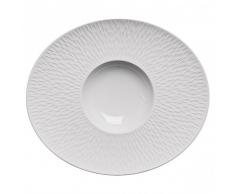 DEGRENNE - Boreal Satin Lot de 3 assiettes gourmet ovale, porcelaine 30x26 cm - Blanc