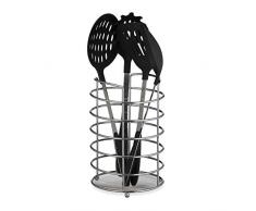 Relaxdays 10027737 XL Support Ã ustensiles, Couverts de Cuisine, Rond, Acier, 22,5x15 cm, Rangement, argentÃ©, Fer, 1 Ã©lÃ©ment