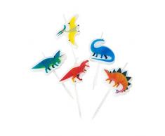 Talking Tables Lot de 5 bougies en forme de dinosaure Multicolore