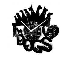 Horloge Murale en Vinyle Cadeau Fait Main Décorations Pour la Maison Home Office Animaux Domestiques Chiens